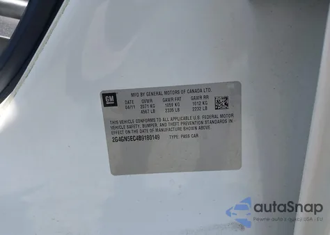 2011 Buick Regal Cxl Oshawa z USA, uszkodzony, nr VIN 2G4GN5EC4B9180149